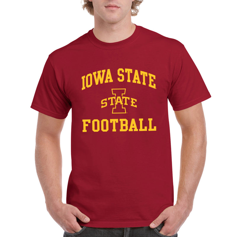 Iowa State University Cyclones Arch Logo Football Short Sleeve T Shirt - Cardinal