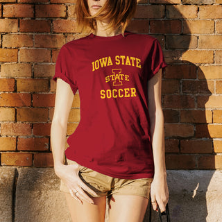 Iowa State University Cyclones Arch Logo Soccer Short Sleeve T Shirt - Cardinal