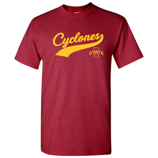 Iowa State University Cyclones Baseball Jersey Script Short Sleeve T-Shirt - Cardinal