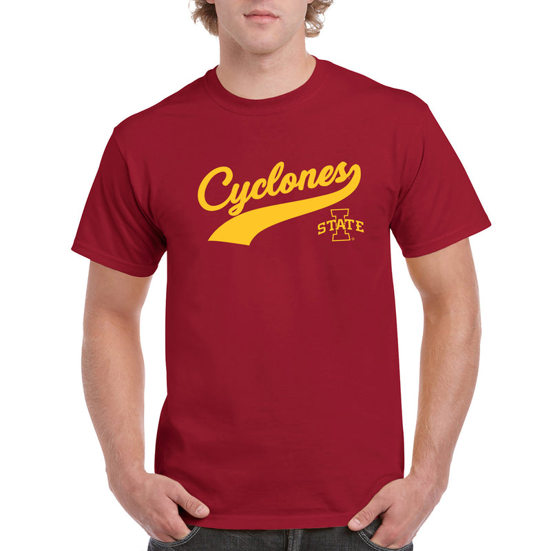 Iowa State University Cyclones Baseball Jersey Script Short Sleeve T-Shirt - Cardinal