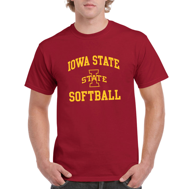 Iowa State University Cyclones Arch Logo Softball Short Sleeve T Shirt - Cardinal
