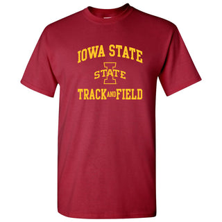 Iowa State University Cyclones Arch Logo Track & Field Short Sleeve T Shirt - Cardinal