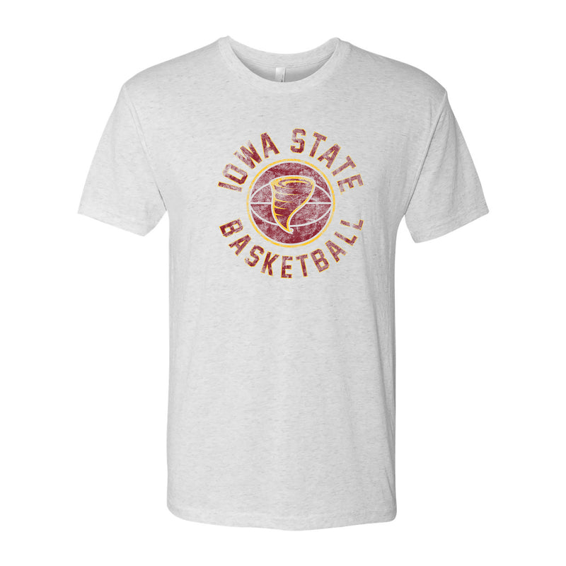 Iowa State University Cyclones Basketball Distress Next Level Short Sleeve T Shirt - Heather White