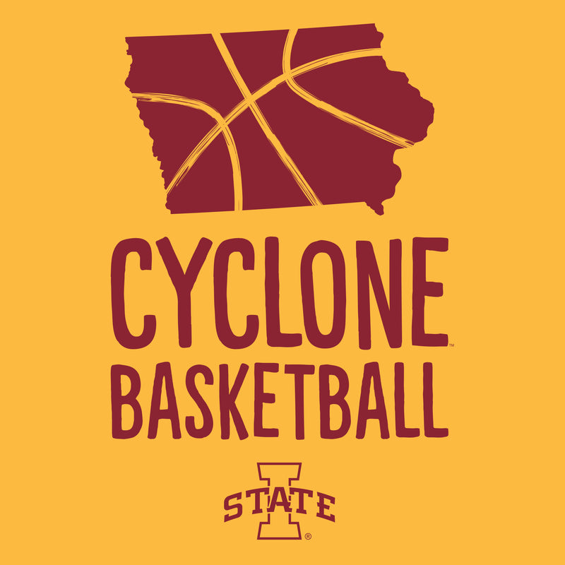 Iowa State University Cyclones Basketball Brush State Short Sleeve T Shirt - Gold