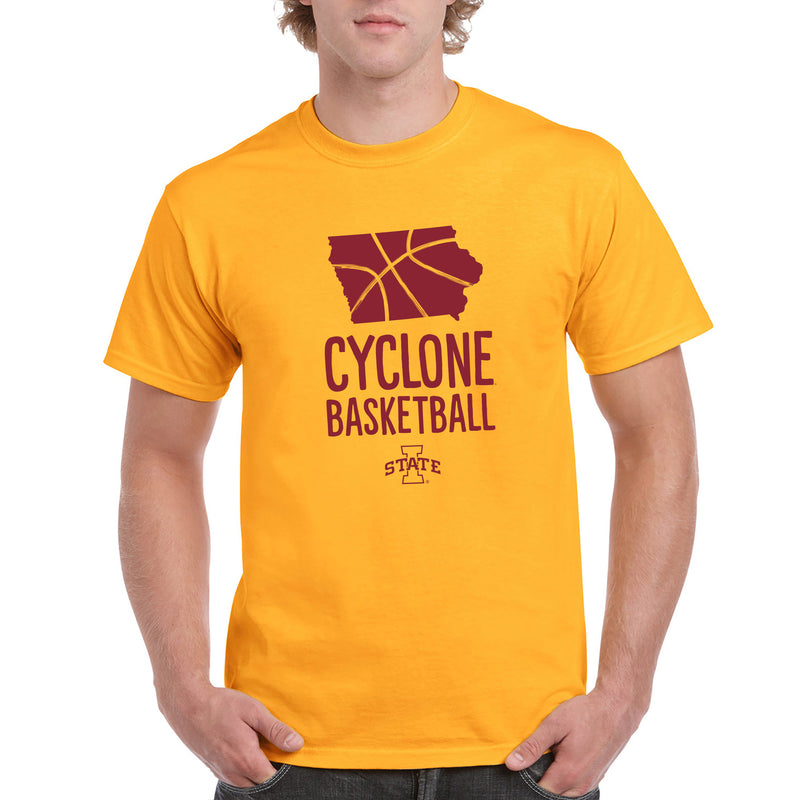 Iowa State University Cyclones Basketball Brush State Short Sleeve T Shirt - Gold