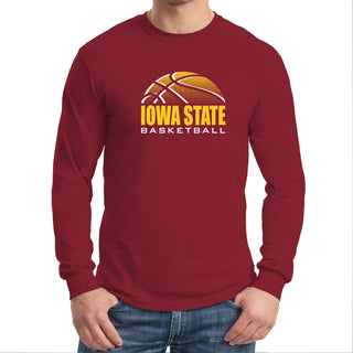 Iowa State University Cyclones Basketball Shadow Long Sleeve T Shirt - Cardinal