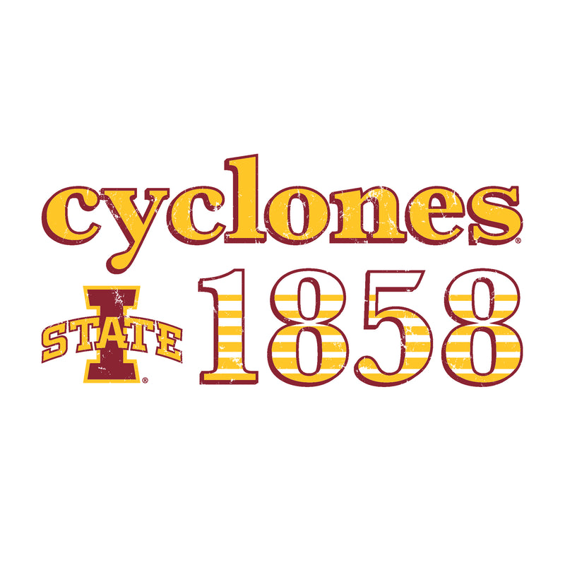 Iowa State University Cyclones Throwback Year Stripe Crewneck - White