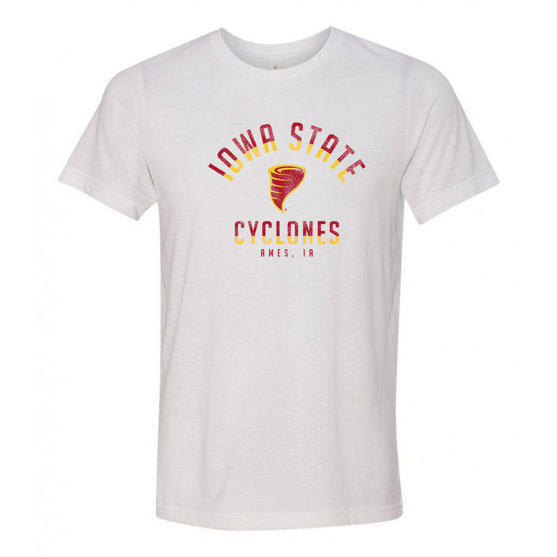 Iowa State University Cyclones Division Arch Canvas Short Sleeve T Shirt - Solid White