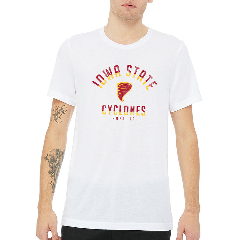 Iowa State University Cyclones Division Arch Canvas Short Sleeve T Shirt - Solid White