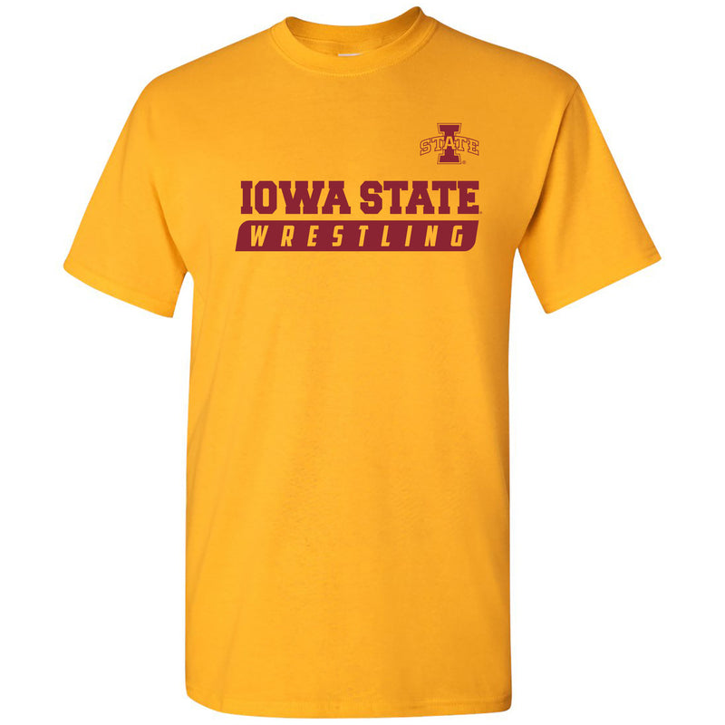 Iowa State University Cyclones Wrestling Slant Basic Cotton Short Sleeve T Shirt - Gold