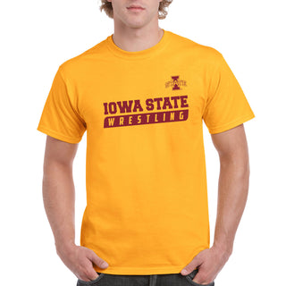 Iowa State University Cyclones Wrestling Slant Basic Cotton Short Sleeve T Shirt - Gold