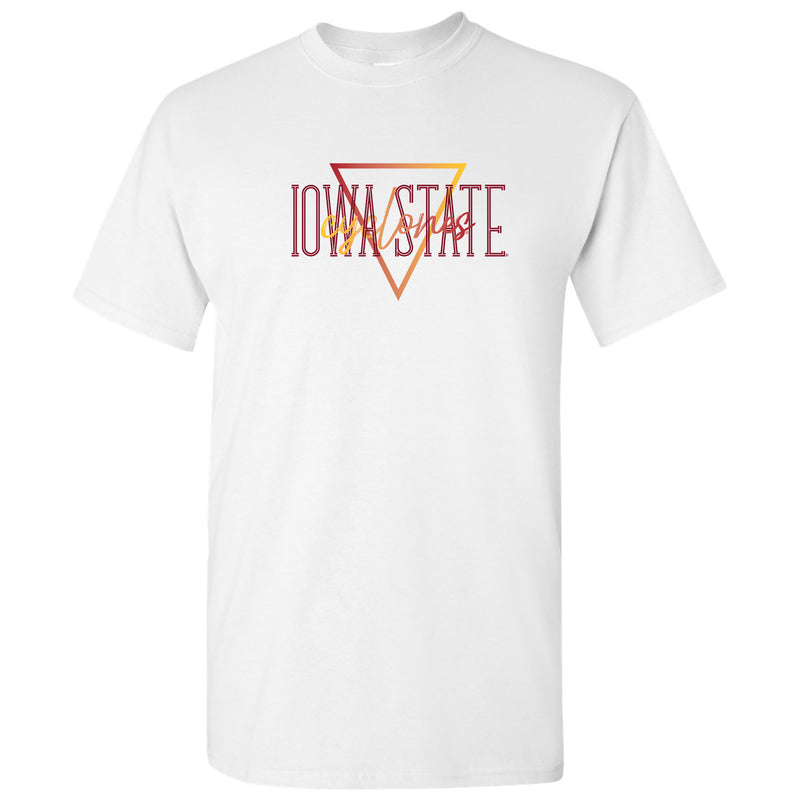 Iowa State University Cyclones Gradient Triangle Basic Cotton Short Sleeve T Shirt - White