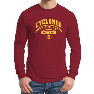 Iowa State University Cyclones Football Crescent Long Sleeve T Shirt - Cardinal