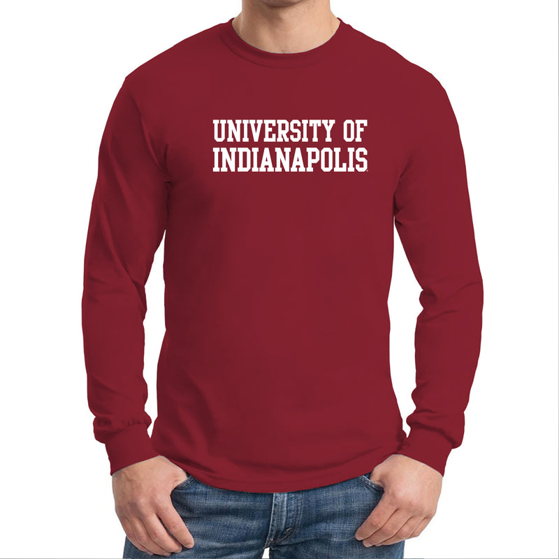 University of Indianapolis Greyhounds Basic Block Cotton Long Sleeve T-Shirt - Cardinal