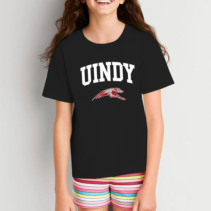 University of Indianapolis Greyhounds Arch Logo Cotton Youth T-Shirt - Black