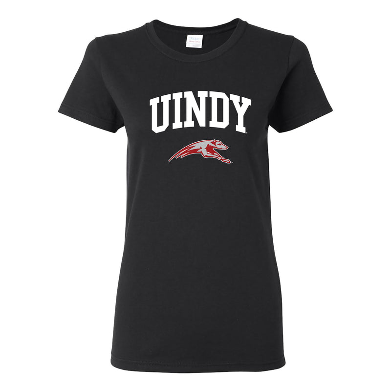 University of Indianapolis Greyhounds Arch Logo Cotton Womens T-Shirt - Black