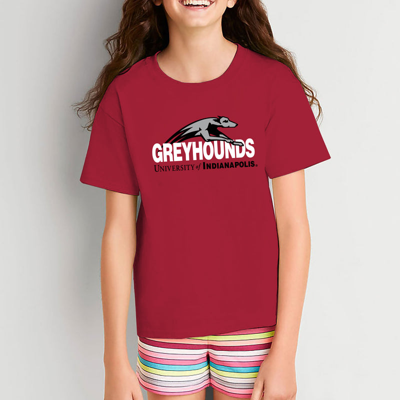 University of Indianapolis Greyhounds Primary Logo Cotton Youth T-Shirt - Cardinal