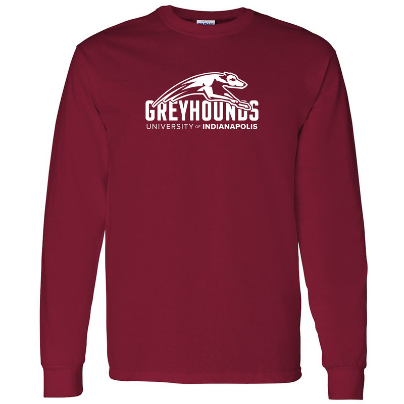 University of Indianapolis Greyhounds Primary Logo Cotton Long Sleeve T-Shirt - Cardinal
