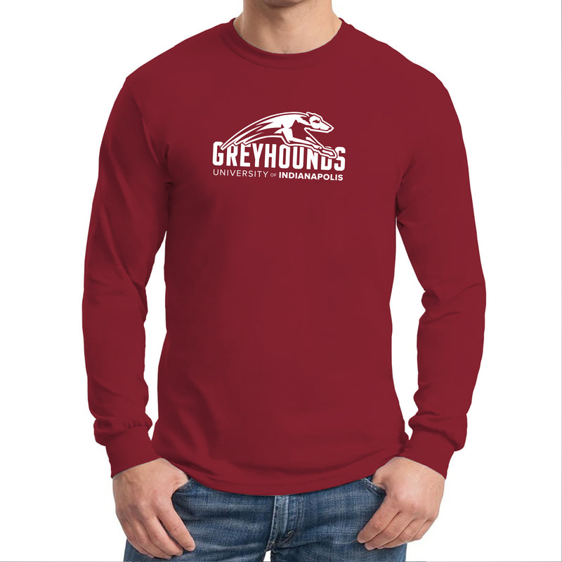 University of Indianapolis Greyhounds Primary Logo Cotton Long Sleeve T-Shirt - Cardinal