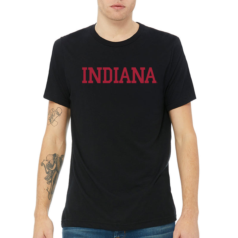 Indiana University Hoosiers Basic Block Canvas Triblend T Shirt - Solid Black Triblend