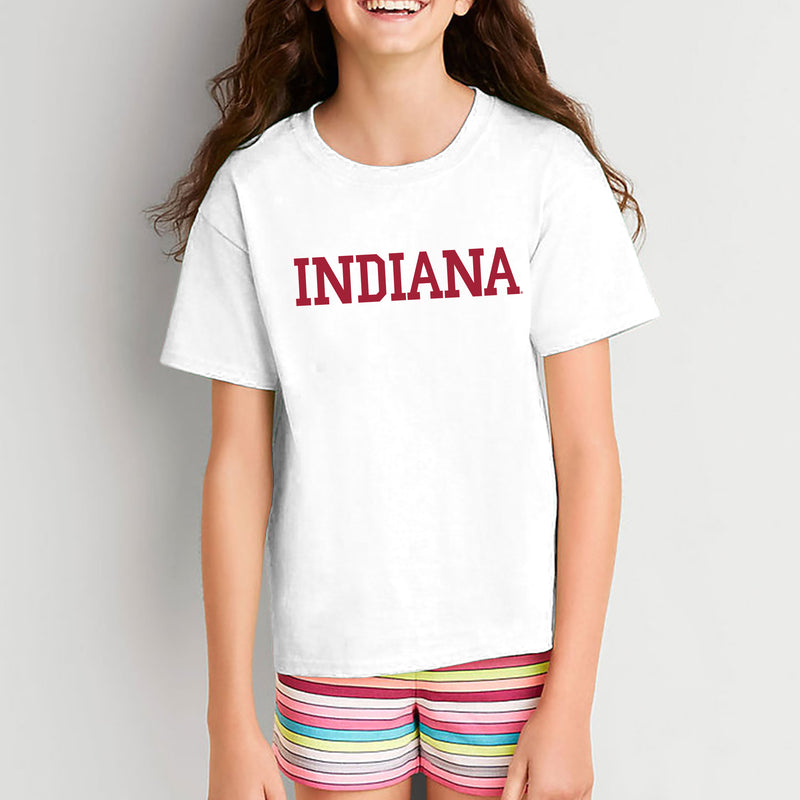 Indiana University Hoosiers Basic Block Youth Short Sleeve T-Shirt - White