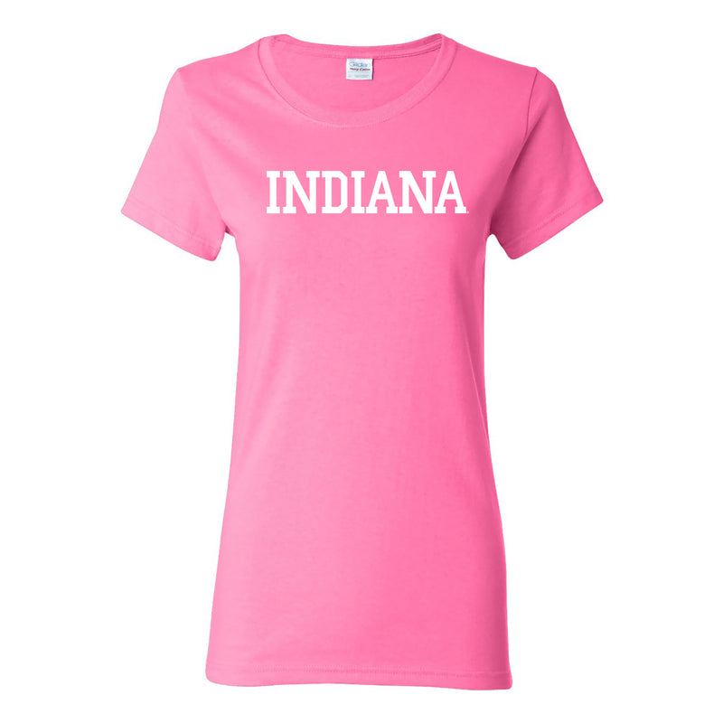 Indiana University Hoosiers Basic Block Womens Short Sleeve T-Shirt - Azalea