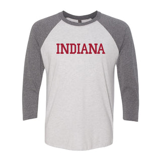 Indiana University Hoosiers Basic Block Raglan - Heather White/Premium Heather