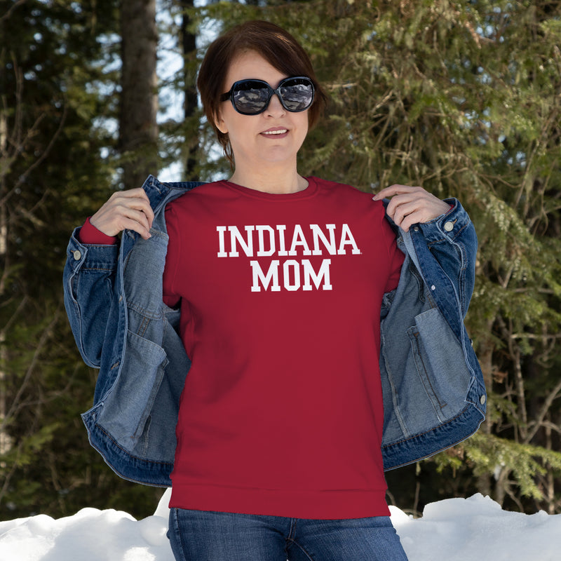Indiana Hoosiers Basic Block Mom Crewneck Sweatshirt - Cardinal