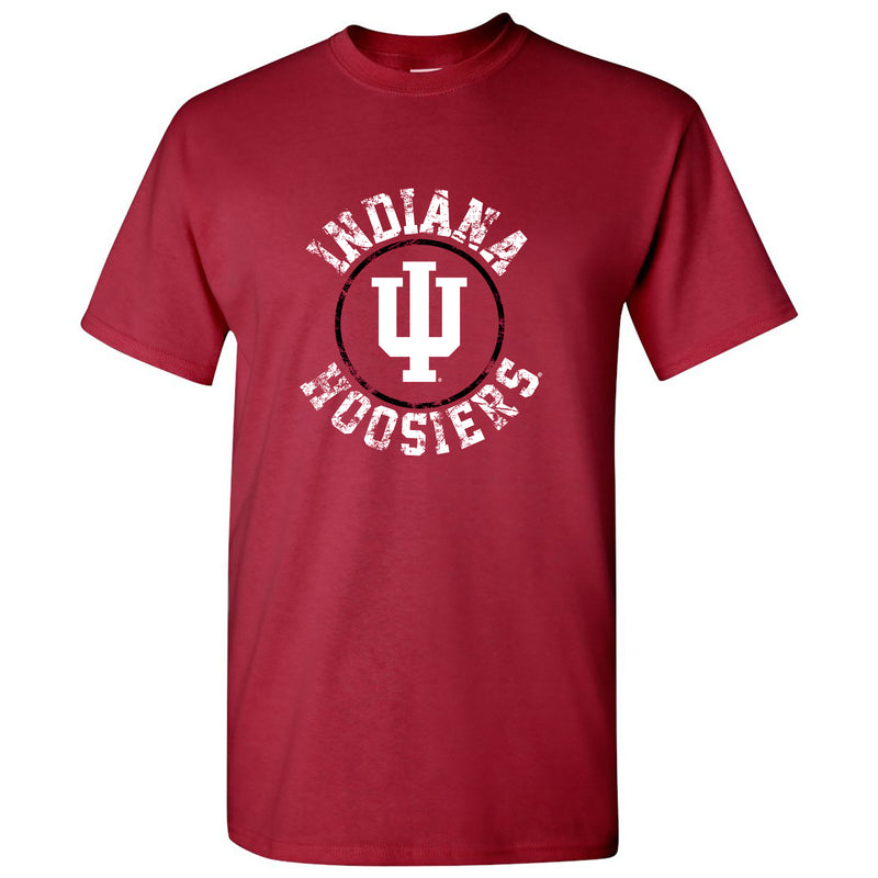 Indiana University Hoosiers Distressed Circle Logo Short Sleeve T-Shirt - Cardinal Red