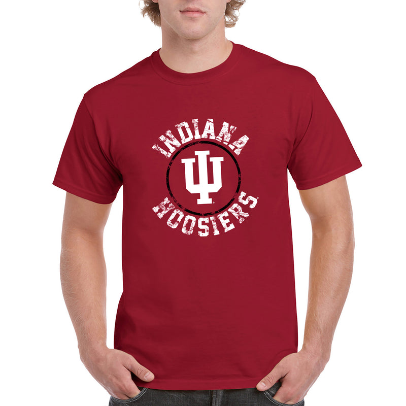 Indiana University Hoosiers Distressed Circle Logo Short Sleeve T-Shirt - Cardinal Red