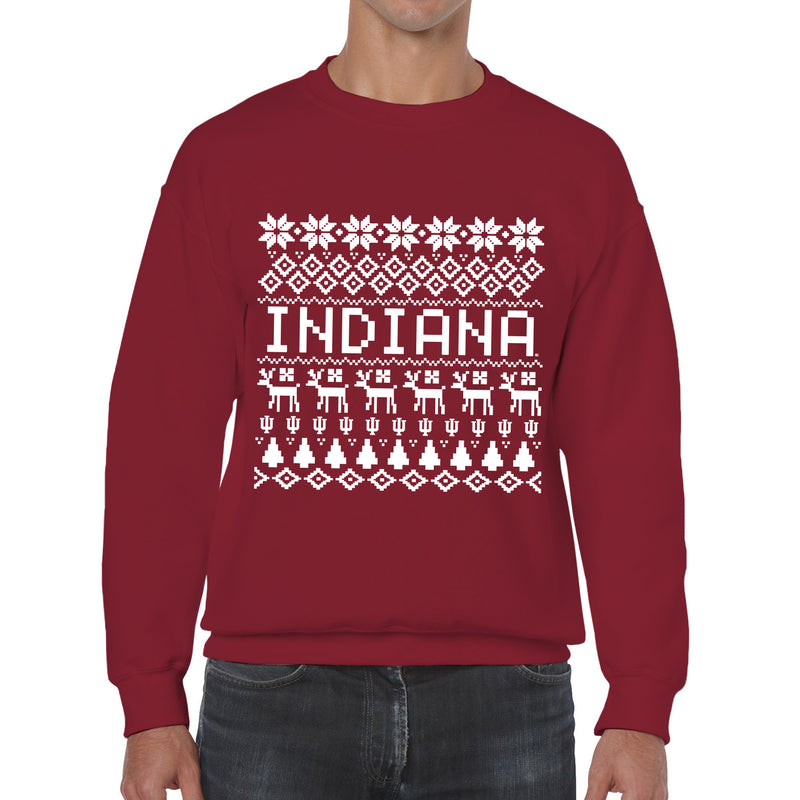 Indiana University Hoosiers Holiday Sweater Crewneck Sweatshirt - Cardinal