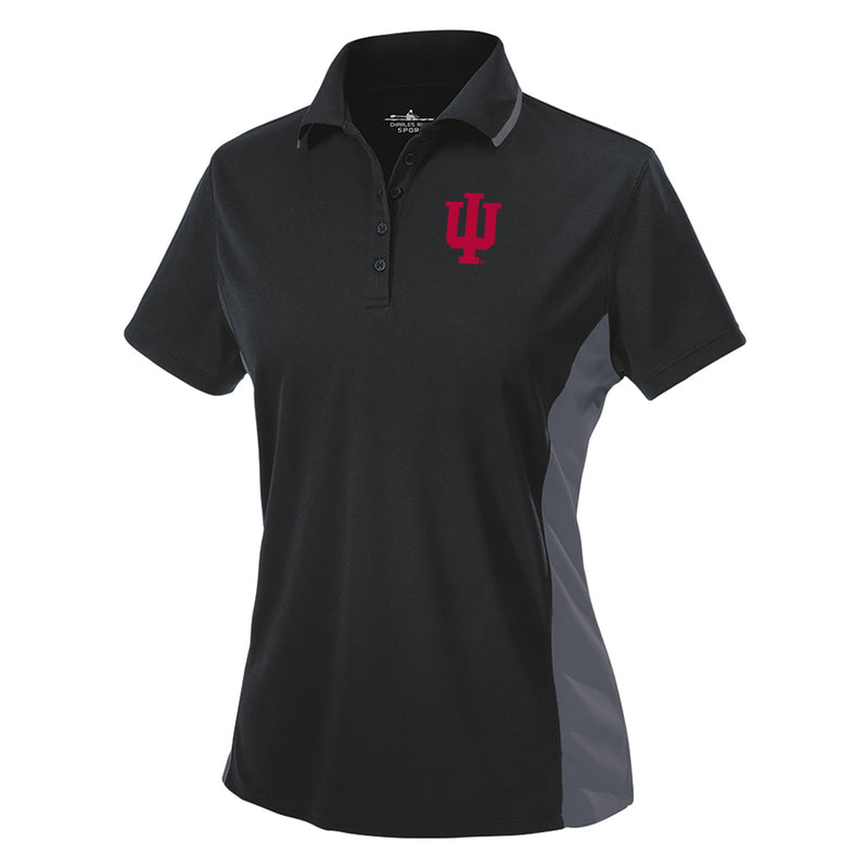 Indiana Hoosiers Primary Logo Womens Color Blocked Wicking Polo - Black/Slate