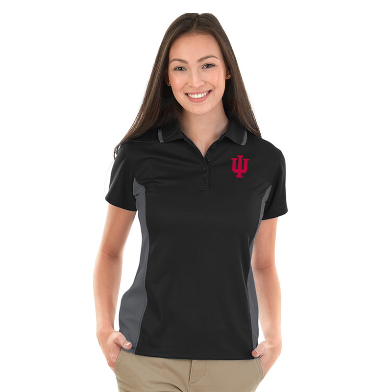 Indiana Hoosiers Primary Logo Womens Color Blocked Wicking Polo - Black/Slate