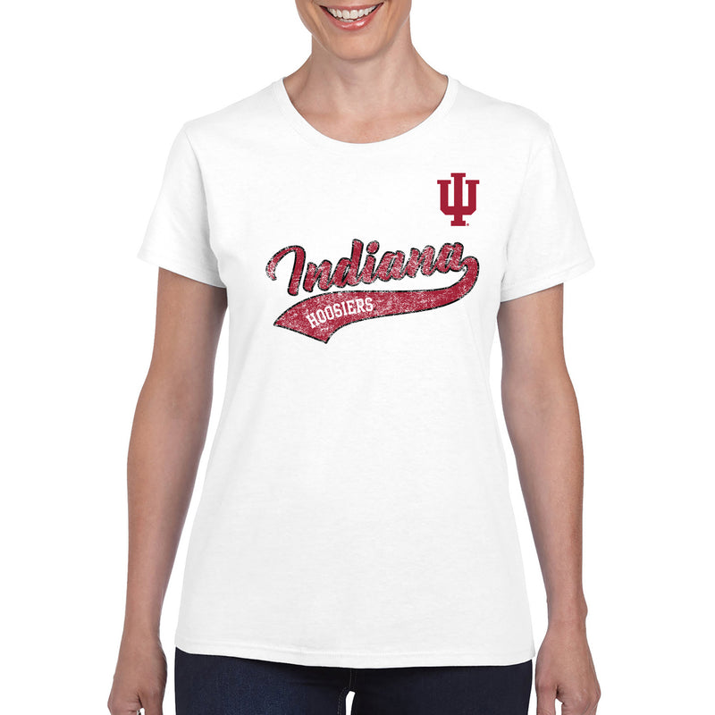 Indiana University Hoosiers Tail Script Womens T Shirt - White