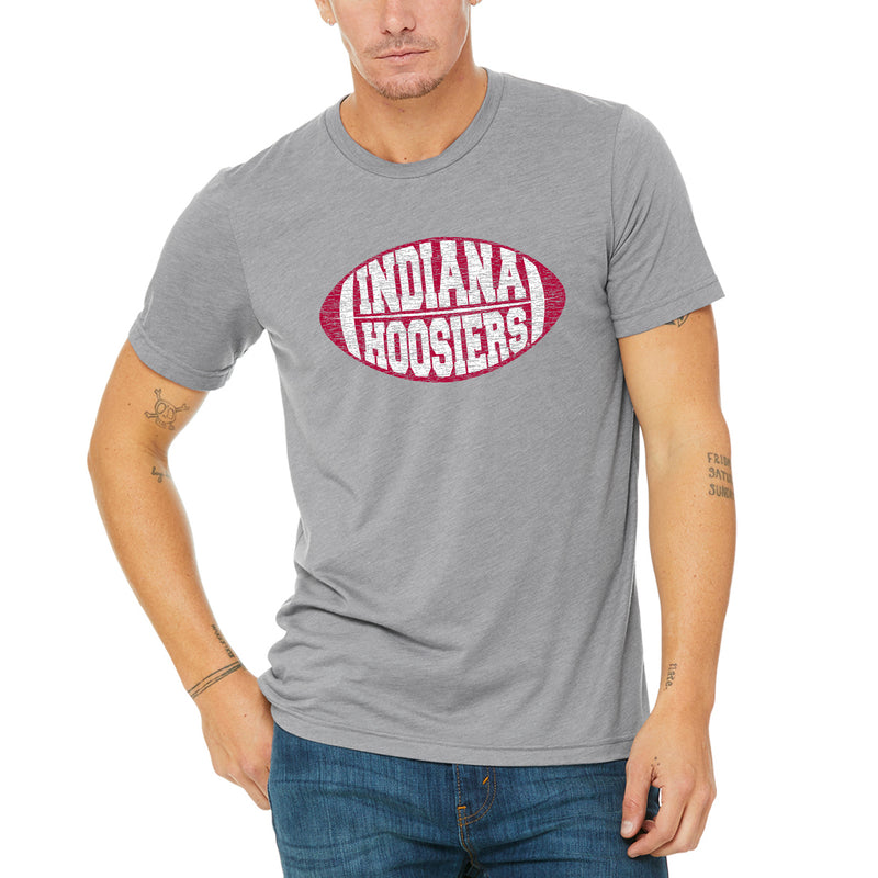 Indiana University Hoosiers Faded Block Football Canvas Triblend Short Sleeve T Shirt - Athletic Grey Triblend