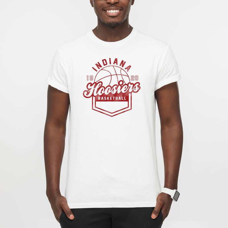 Indiana University Hoosiers Basketball Shield Short Sleeve T-Shirt - White