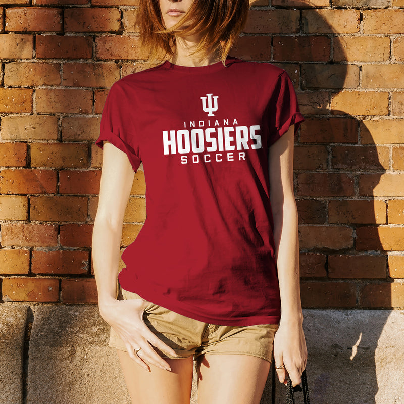 Indiana University Hoosiers Mascot Wordmark Soccer Short Sleeve T Shirt - Cardinal