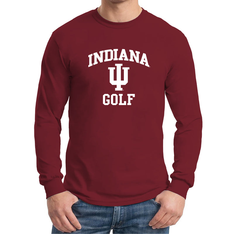 Indiana University Hoosiers Arch Logo Golf Long Sleeve T Shirt - Cardinal
