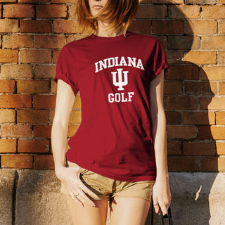 Indiana University Hoosiers Arch Logo Golf Short Sleeve T Shirt - Cardinal