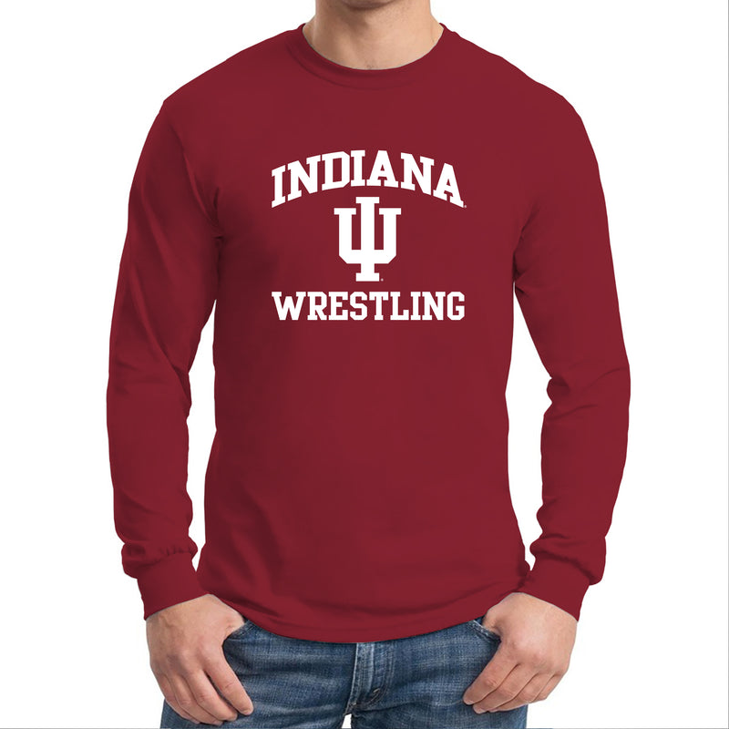 Indiana University Hoosiers Arch Logo Wrestling Long Sleeve T Shirt - Cardinal