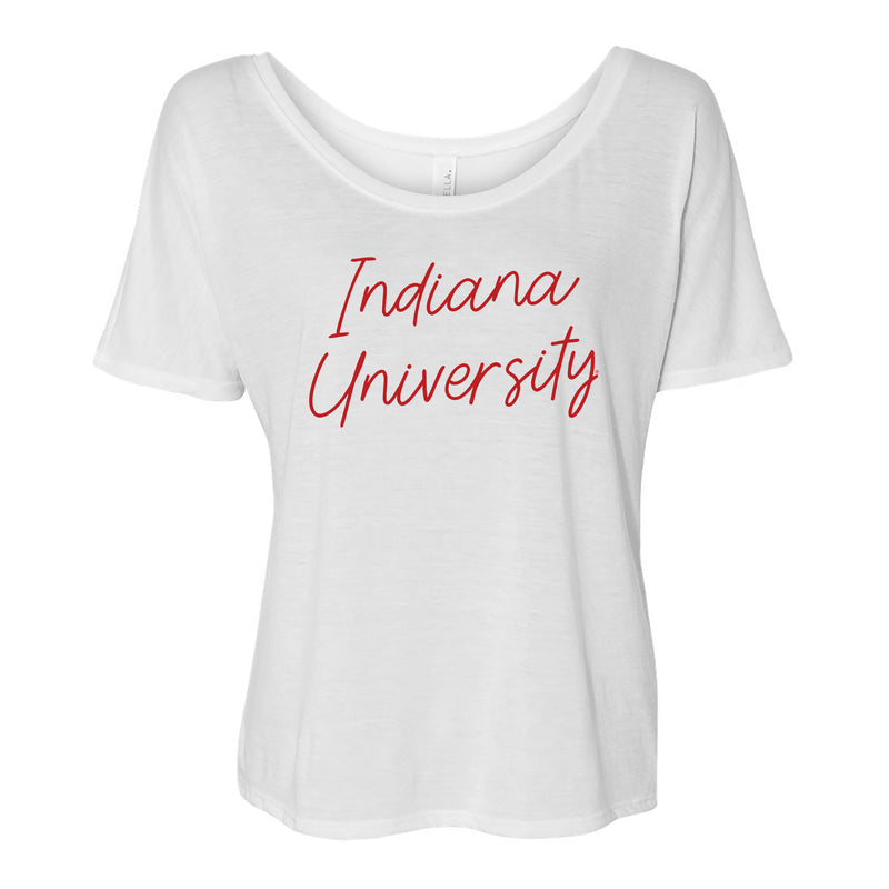 Indiana University Hoosiers Sweet Script Slouchy Short Sleeve T-Shirt - White