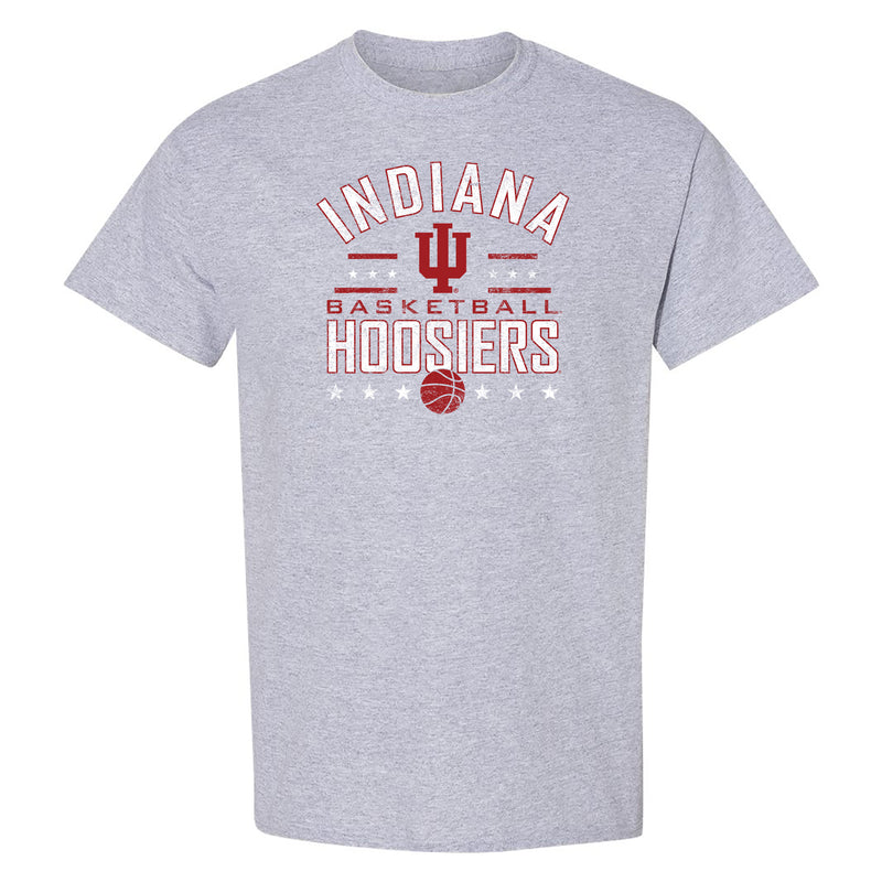 Indiana University Hoosiers Basketball Arch Stars Short Sleeve T-Shirt - Sport Grey