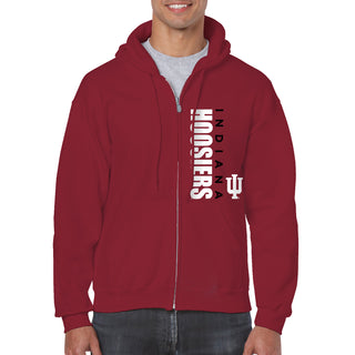 Indiana University Hoosiers Vertical Block Left Chest Full Zip Hoodie - Cardinal