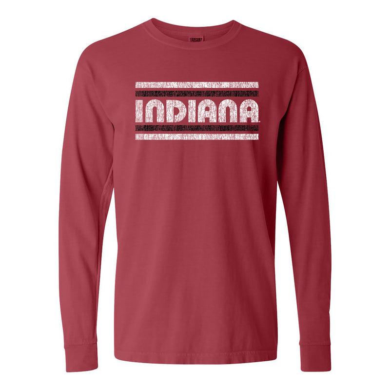 Indiana University Hoosiers Retro Underline Comfort Colors Long Sleeve - Crimson