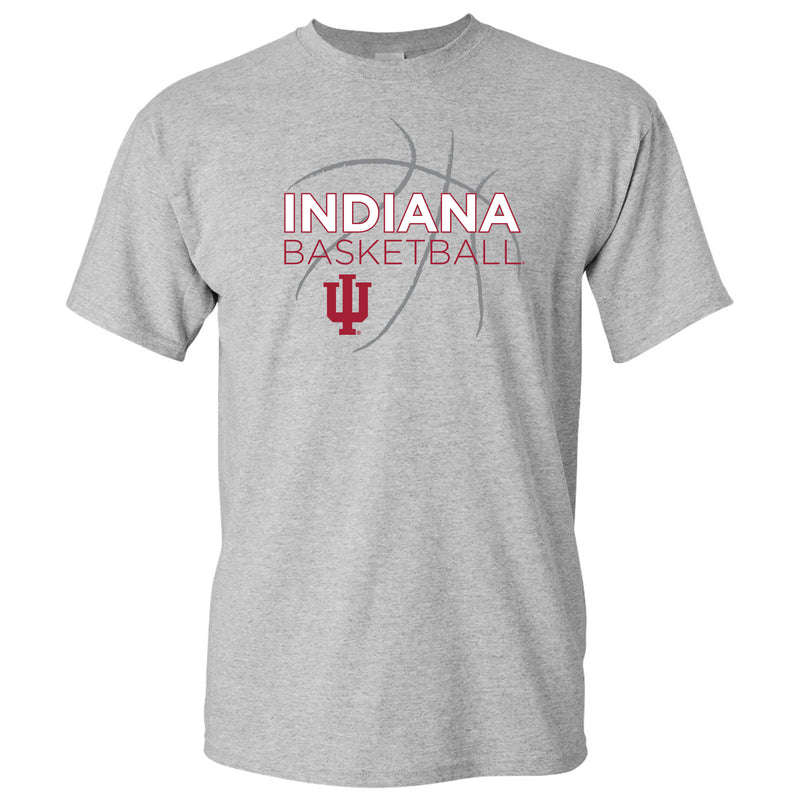 Indiana University Hoosiers Basketball Sketch Basic Cotton Short Sleeve T Shirt - Sport Grey