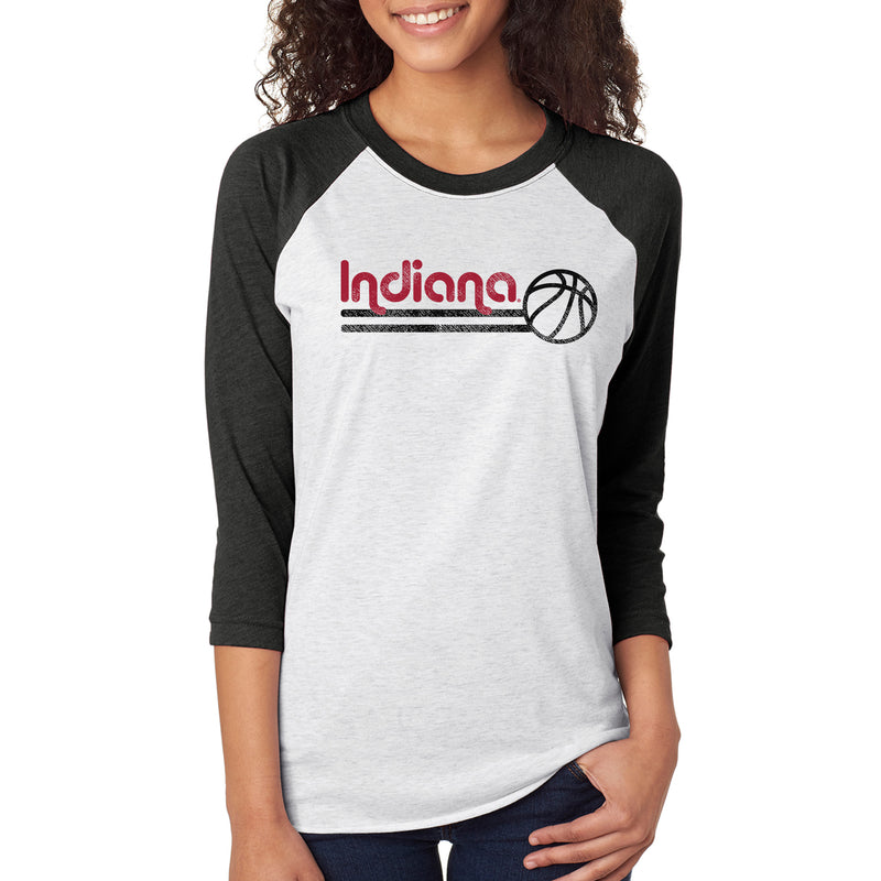 Indiana University Hoosiers Basketball Bubble Next Level Raglan T Shirt - Heather White/Black