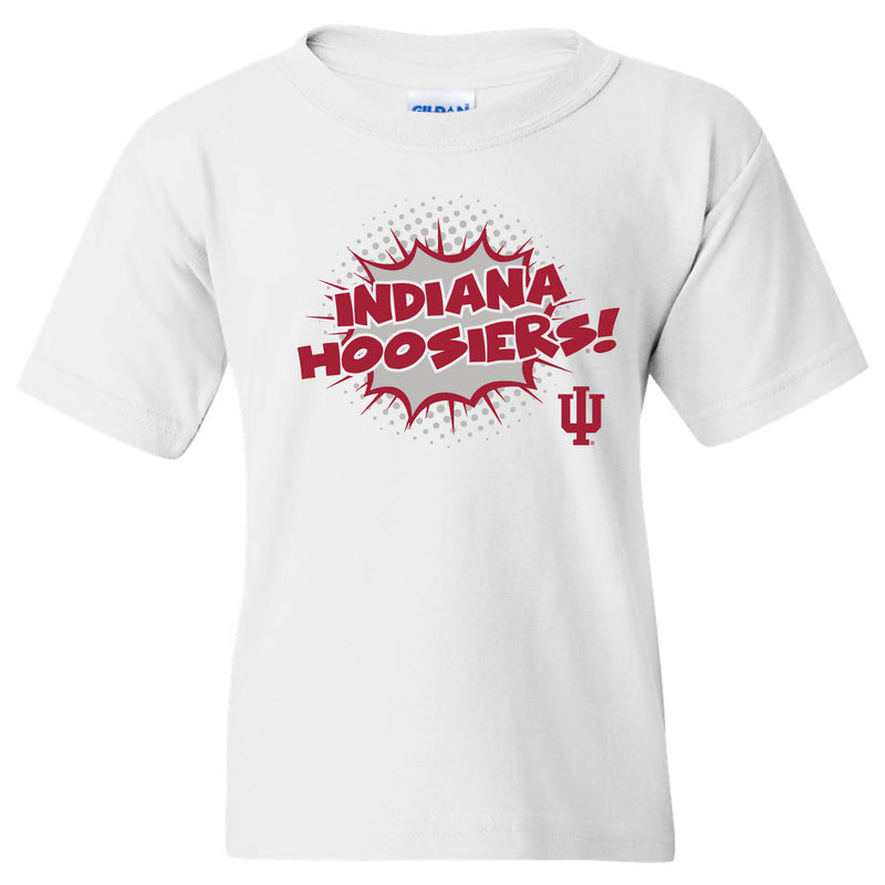 Indiana University Hoosiers Comic Blast Youth Basic Cotton Short Sleeve T-Shirt - White