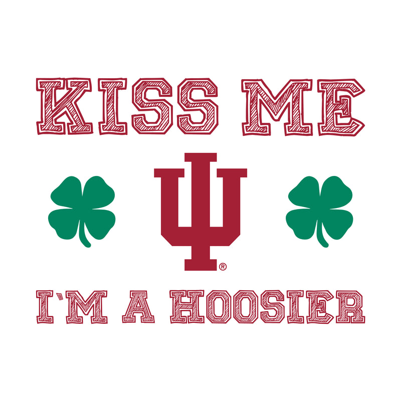 Indiana University Hoosiers Kiss Me I'm a Hoosier Basic Cotton Short Sleeve T Shirt - White