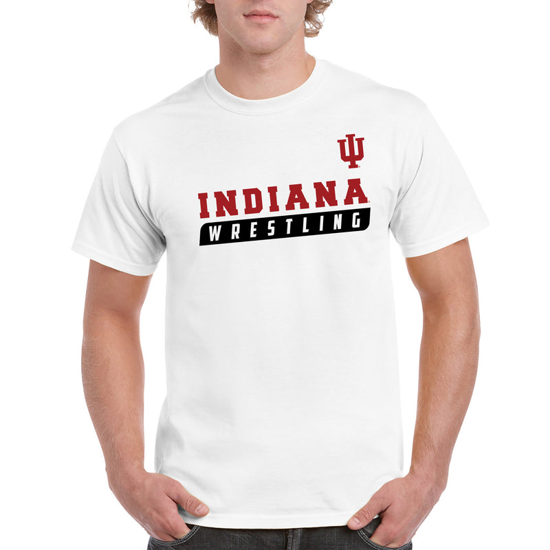 Indiana University Hoosiers Wrestling Slant Basic Cotton Short Sleeve T Shirt - White