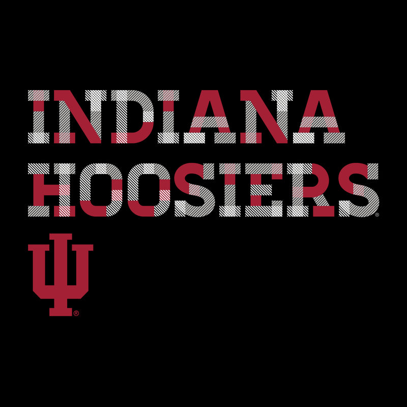 Indiana University Hoosiers Patchwork Cotton Long Sleeve T Shirt - Black